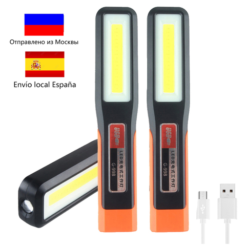 Linterna LED COB de 500LM, luz de trabajo recargable por USB de 3800mAh lámpara de inspección de 270 °, 3 modos luz de emergencia Roja tienda de campaña Lant ► Foto 1/6