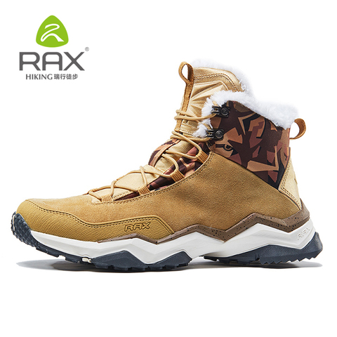 RAX hombres botas de senderismo de cuero de vaca de las mujeres zapatos de Trekking negro impermeable escalada deportiva al aire libre caza caminando zapatillas de deporte 64-5J378 ► Foto 1/6
