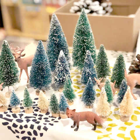 Mini árboles de Navidad para manualidades, árboles de Sisal, brocha de botella, árboles en miniatura, árbol de Navidad, mesa, decoración de Navidad, pino artificial ► Foto 1/6
