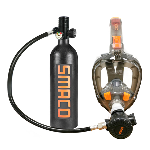 SMACO-Mini tanque de buceo S400PLUS, máscara de buceo de cara completa, respiración libre bajo el agua durante 16 minutos ► Foto 1/6