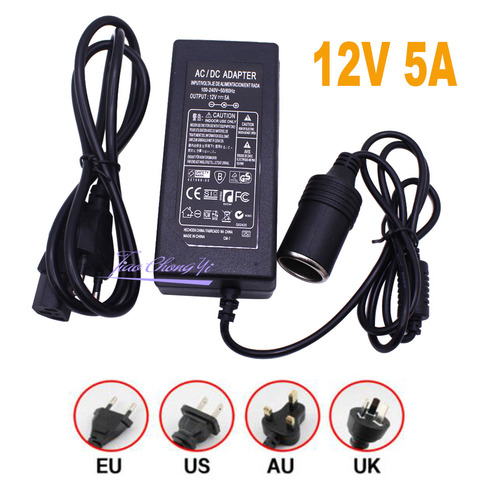 Convertidor de potencia de 100-240V CA a 12V 5A, adaptador de AC-DC para encendedor de coche, transformador de fuente de alimentación de 110v 220v, para UE, EE. UU., Reino Unido y AU ► Foto 1/6