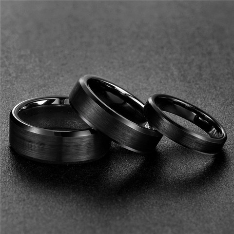 TIGRADE 4/6/8mm anillo de cerámica Negro hombres cepillado comodidad ajuste pareja boda banda anillos de compromiso para hombres Mujeres tamaño 4-15 Anel ► Foto 1/6