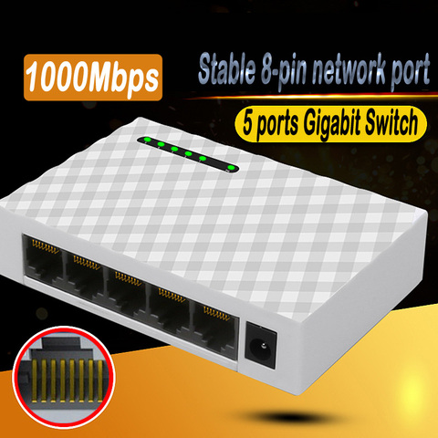 Interruptor de red Gigabit de 1G, conmutador de Ethernet rápido de 1000Mbps, 5 puertos, completo, con indicador LED ► Foto 1/6