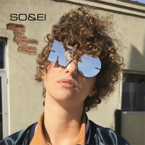 SO & EI-gafas de sol sin marco para mujer y hombre, lentes de sol sin marco con espejo Vintage, a la moda, únicas, sin letras, gafas estilo Punk, UV400 ► Foto 1/6