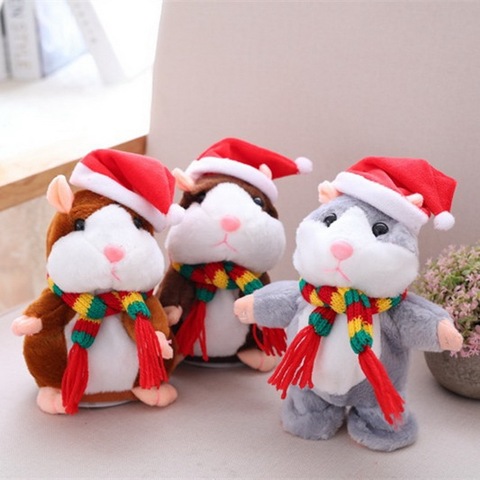 Nuevo hámster parlante ratón mascota juguete de Navidad hablar hablando de sonido grabación hámster peluche educativo para los niños, regalo de Navidad ► Foto 1/5