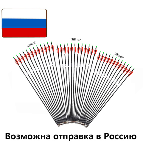 Flecha de carbono 500 con puntas de punta de flecha reemplazables, compuesto de discos ajustables/arco recurvo, tiro con arco, columna vertebral, Rusia, 28/30/32 pulgadas ► Foto 1/6