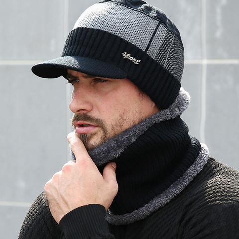 ¡Nuevo estilo! Gorro Skullies Beanies para adultos, mujeres, hombres, invierno, gorro tejido a ganchillo, más gorra de béisbol cálida de terciopelo, visera de alta calidad T14 ► Foto 1/6