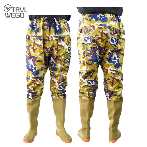 TRVLWEGO-ropa de pesca, pantalones de caza, traje impermeable, botas de pecho transpirables, pantalones con peces, Material de goma ► Foto 1/6