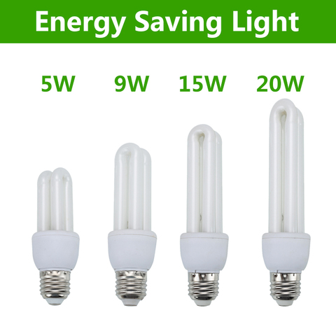Bombilla de bajo consumo lámpara 5W 9W 11W 15W 20W E27 tornillo 2U en forma de bombillas de luz de CFL bombilla cfl luz interior ► Foto 1/6