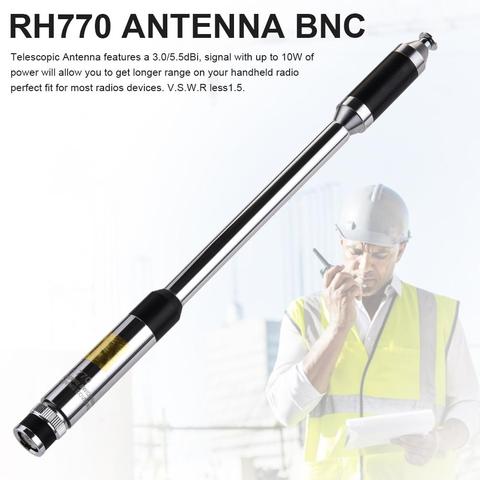 Antena BNC walkie-talkie RH770, 144/430Mhz, 3,0/5.5dBi, 20W, telescópica, HT/escáner ► Foto 1/6
