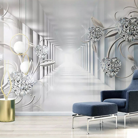 Papel tapiz estereoscópico con foto personalizada 3D, Mural de pared con diseño de flores estereoscópico de estilo europeo espacial abstracto, Fondo de TV para sala de estar ► Foto 1/6