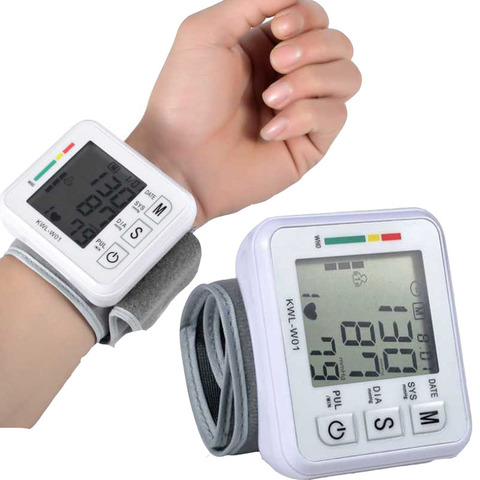 Esfigmomanómetros pulsómetro Digital automático, Monitor de presión  arterial de muñeca Lcd, frecuencia cardíaca, medidor de pulso, tonómetro -  AliExpress