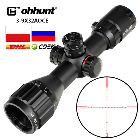 Ohhunt-mira para Rifle de caza, 3-9X32 AOCE, 1/2, medio Mil, punto iluminado, retícula de alambre RG, óptica táctica, con bloqueo de Turrets ► Foto 1/6