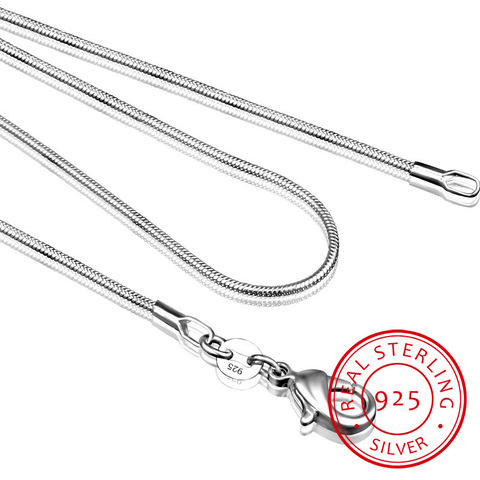 Collares gargantillas de 100% auténtica para mujer, de 16 a 28 pulgadas (40-80cm), cadena de serpiente de 1mm, CN001 ► Foto 1/5