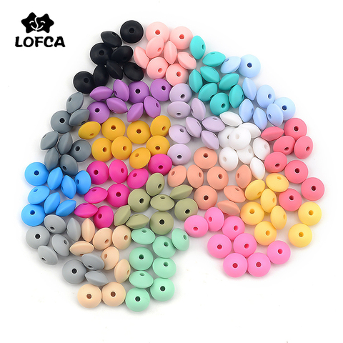 LOFCA-Lote de cuentas de lentejas de silicona, 12mm, libre de BPA, abalorios DIY de grado alimenticio, juguete para masticar para bebé, accesorio de lactancia, collar de dentición, 100 unidades ► Foto 1/6