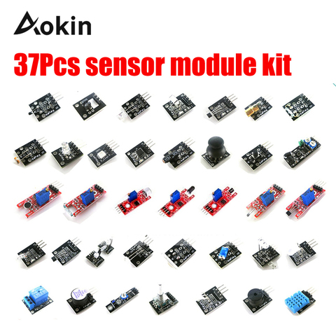 Juego de placa de módulo de Sensor para Arduino, Kit Diy de Raspberry Pi 3/2 Modelo B 37 tipos de Sensor de golpe/láser/temperatura, 37 unids/lote ► Foto 1/5