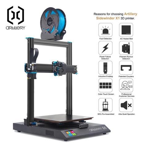 Kit de impresora 3D, bricolaje, Artillery Sidewinder X1, 300x300x400mm, tamaño de impresión grande, reinicio de impresión, doble eje Z/pantalla táctil TFT ► Foto 1/6