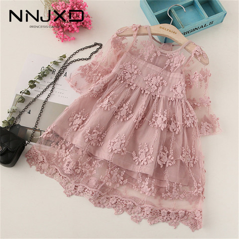 Ropa de verano para niñas vestidos para niñas vestido de encaje de flores para niñas vestido de fiesta de boda para niñas y niñas vestido de princesa 3 8Y ► Foto 1/6