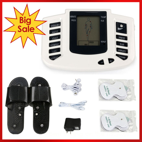 Estimulador eléctrico JR309 con botón ruso/Inglés, masajeador de terapia muscular de cuerpo completo, relajación, acupuntura tens, 16 almohadillas y zapatos ► Foto 1/6