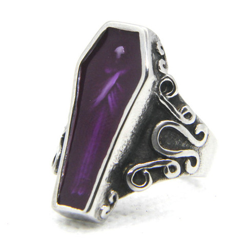 Soporte Dropship más púrpura anillo de ataúd 316L joyería de acero inoxidable de Tamaño 7-13 anillo Punk ► Foto 1/5