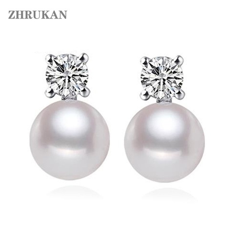 Pendientes de perlas naturales AAAA para mujer, perlas de agua dulce de 8-9mm, aretes de Plata de Ley 925 para mujer, regalo de joyería ZHRUKAN ► Foto 1/6