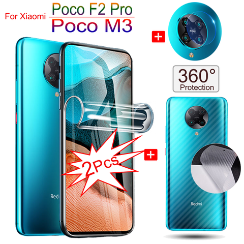 Película de hidrogel de cubierta completa para Xiaomi Poco F2 Pro protector pantalla Poco X3 NFC cámara de vidrio suave Xiaomi Poco M3 película trasera ► Foto 1/6