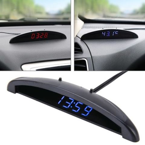 Termómetro Digital para coche, reloj Digital LED luminoso, pantalla de hora ► Foto 1/6