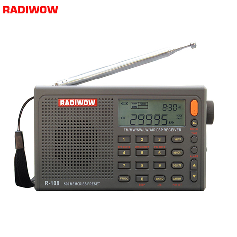 Radiwow-Radio portátil Digital R-108, Radio ESTÉREO FM /LW/SW/MW /AIR/DSP con LCD/función de alarma de sonido de alta calidad para interiores y exteriores ► Foto 1/6
