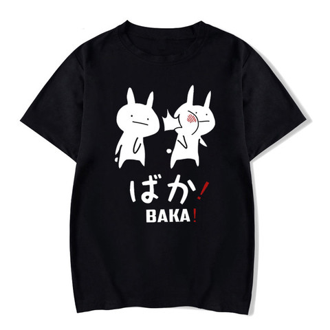 Camiseta de manga corta de conejo para mujer, remera negra de dibujos animados, ropa urbana Harajuku con estampado de conejo ► Foto 1/4