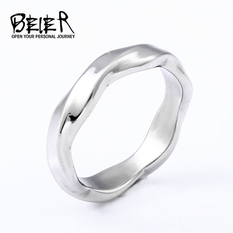 Beier-Anillo de plata de primera ley con forma irregular para mujer, sortija, plata esterlina 316L, acero inoxidable, BR8-689 boda ► Foto 1/4