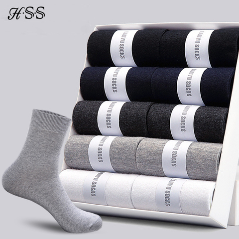 HSS 2022 calcetines de algodón para hombres nuevos estilos 10 par/lote negro negocios calcetines de hombres transpirables Otoño Invierno para hombre tamaño EE. UU. (7,5-12) ► Foto 1/6