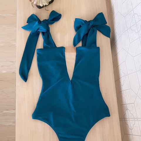 Bañador Sexy de una pieza con hombros descubiertos para mujer, traje de baño con estampado Floral, Monokini para playa, novedad de 2022 ► Foto 1/6