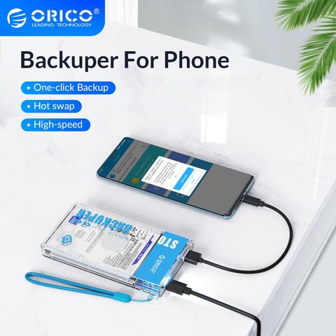 ORICO Backuper de copia de seguridad para teléfono 4TB de capacidad 5Gbps SATA a USB C de un toque de copia de seguridad/eliminar de las partes de trabajo ► Foto 1/6