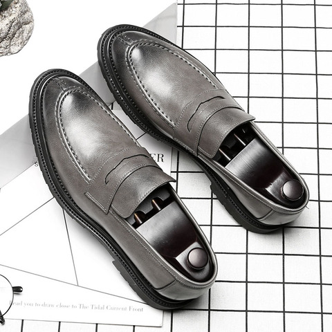 Hn8New llegada italiano de lujo de los hombres de la marca de pisos de cuero de los hombres británicos Oxford Zapatos de vestir de negocios Formal Zapatos tipo Oxford para hombres ► Foto 1/5