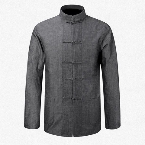 Camisa de algodón para hombre, abrigo chino tradicional, uniforme de Kung Fu, chaqueta de manga larga de otoño y primavera ► Foto 1/6
