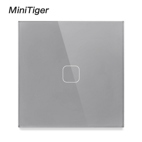 MiniTiger-Interruptor táctil de pared, estándar de la UE/Reino Unido, 1 entrada y 1 vía, Panel de interruptor de cristal blanco, 220-250V, solo función táctil ► Foto 1/4