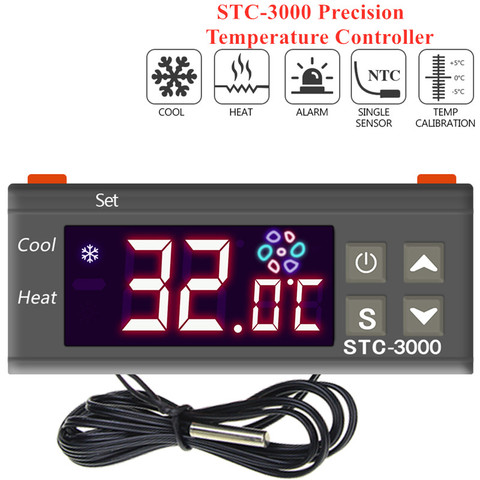 Termostato STC-3000 controlador de temperatura Digital, termorregulador, Sensor de temperatura, relé, incubadora para enfriamiento, 40% de descuento ► Foto 1/6