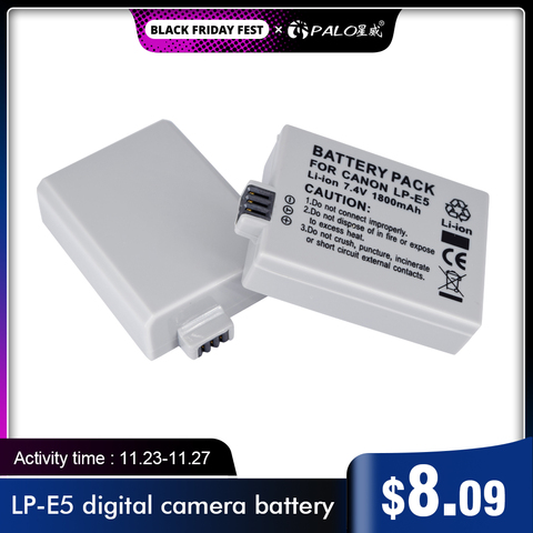 PALO 7,4 V 1800mAh LP-E5 LPE5 LP E5 Cámara Paquete de batería para Canon EOS Rebel XS rebelde T1i rebel XSi 1000D 500D 450D L10 ► Foto 1/6