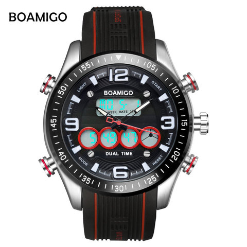 BOAMIGO marca hombres deportes relojes moda cuarzo caucho LED Digital relojes resistente al agua relogio masculino Reloj Hombre ► Foto 1/6