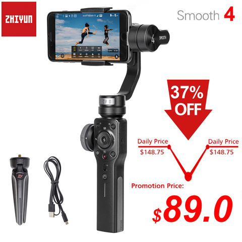 Stabilisateur de cardan pour Smartphone Zhiyun lisse 4 Q2 3 axes pour iPhone 11 Pro Max XS XR X 8P 8 Samsung S9 S8 et caméra d'action ► Foto 1/6