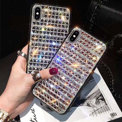 Funda de TPU suave con revestimiento de diamantes de imitación para iPhone, funda de lujo con purpurina, para iPhone 6, 6S, 7, 8 Plus, X, 10, XR, XS, 11 Pro Max ► Foto 1/6