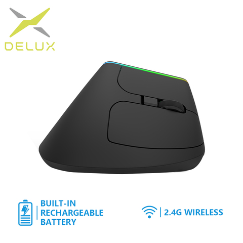 Delux-ratón Vertical ergonómico M618D, recargable, inalámbrico, 2,4 GHz, RGB, 1600 DPI, Vertical, para PC y portátil ► Foto 1/6