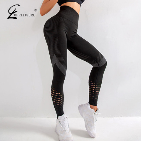 Leggings de Fitness para Mujer hueco gimnasio cintura alta entrenamiento leggins Mujer Super elástico Pantalones deportivos Jogging Feminina ► Foto 1/6