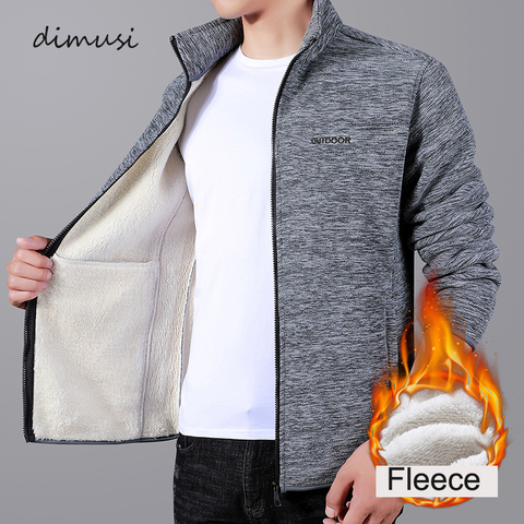 DIMUSI-chaquetas de invierno para hombre, prendas de vestir informales de terciopelo grueso, cortavientos, chaquetas de forro polar para hombre, chaquetas cálidas ajustadas con cuello levantado ► Foto 1/6