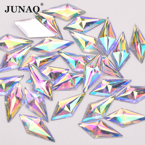 JUNAO-diamantes de imitación AB rombos de 10x22mm para manualidades para vestido, apliques de cristal de resina, piedras no cosidas de lujo, 40 Uds. ► Foto 1/6