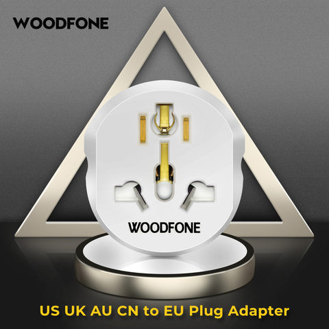 WOODFONE Adaptador de enchufe de la UE Universal 16A UE convertidor 2 ronda enchufe con pines es Reino Unido CN enchufe usa a EU adaptador Europa convertidor de viaje ► Foto 1/6