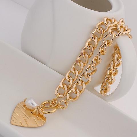 AENSOA multicapa amor gargantilla con colgante de corazón collar Steampunk perla collar de cadena con corazón Collier enlace cadena mejor par joyería ► Foto 1/6