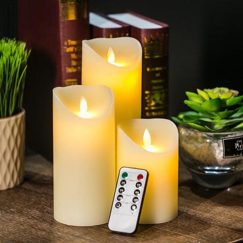 Velas LED sin llama, vela de cera de parafina suave parpadeante con Control remoto con temporizador para decoración de hogar, Navidad y boda ► Foto 1/6