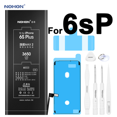 Nohon batería para iPhone 6s Plus de 3350-3650mAh capacidad máxima de polímero Li-polímero construido-en las baterías de Apple iPhone 6s Plus 6 Plus + herramientas ► Foto 1/6