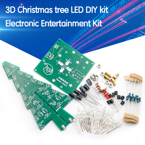 Kit de circuito Flash LED tridimensional 3D, árbol de Navidad Kit con luz LED DIY, rojo/verde/amarillo ► Foto 1/6